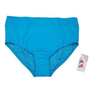 Lands End High Waisted Bikini Swim Bottoms Size 16 Turquoise Chlorine Resistant